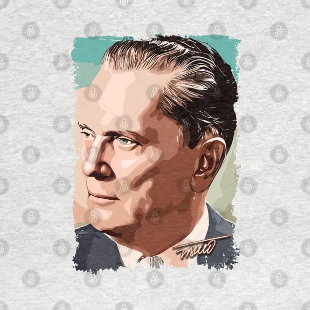 Josip Broz Tito the President of Yugoslavia SFRJ Color portrait illustration by Naumovski